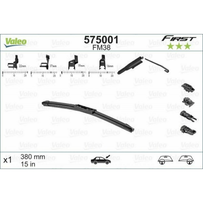 Valeo Υαλοκαθαριστήρας First Flat FM38 38cm 1 τεμάχιο / 575001