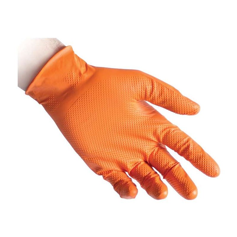 Γάντια νιτριλίου δυνατά medium orange 8.5 gr / GN-1008