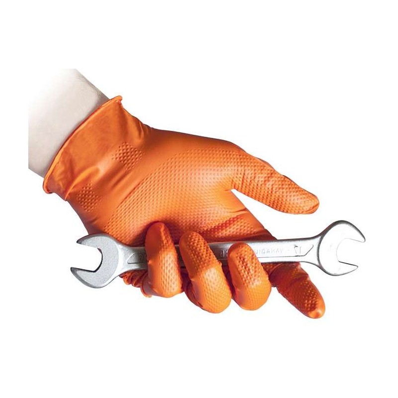 Γάντια νιτριλίου δυνατά Large orange 8.5 gr / GN-1009