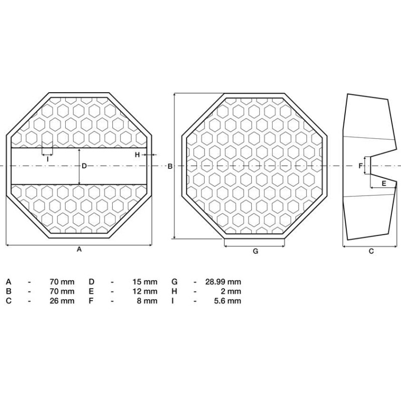 Τάκος ελαστικός για γρύλους 70 x 70 x 26 mm / BGS-72109