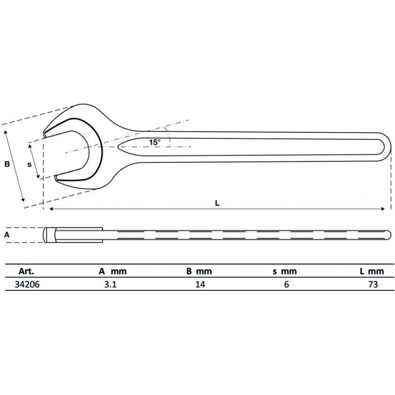 Γερμανικό κλειδί μονό 6 mm / BGS-34206