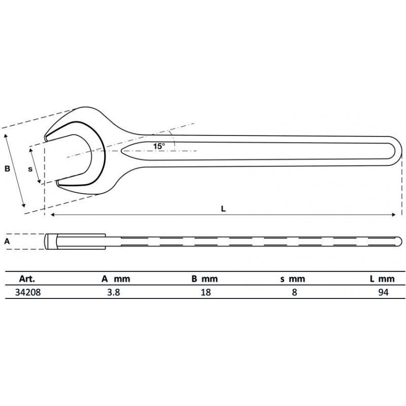 Γερμανικό κλειδί μονό 8 mm / BGS-34208