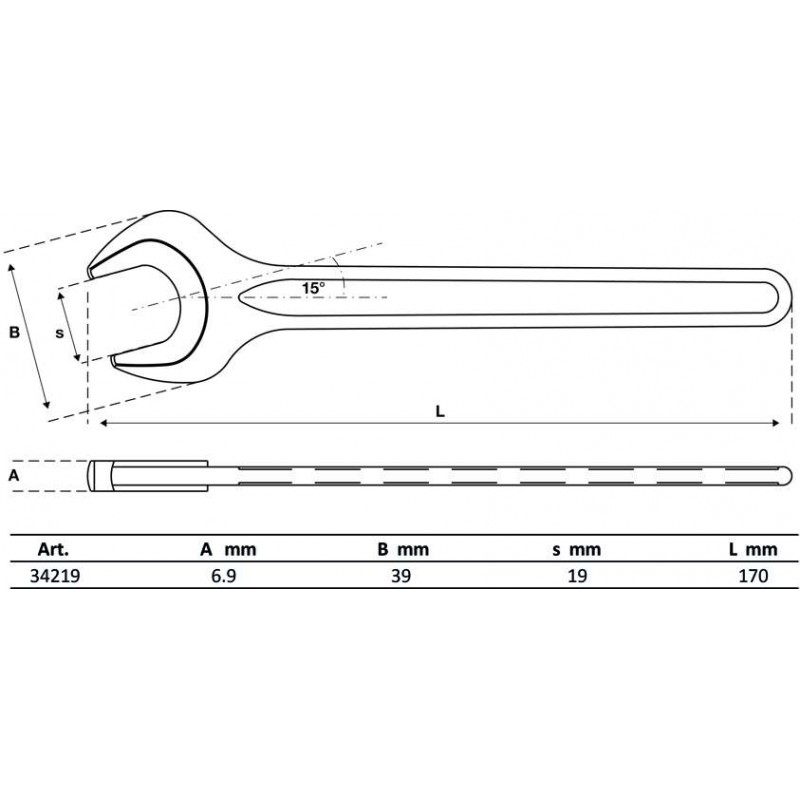 Γερμανικό κλειδί μονό 19 mm / BGS-34219