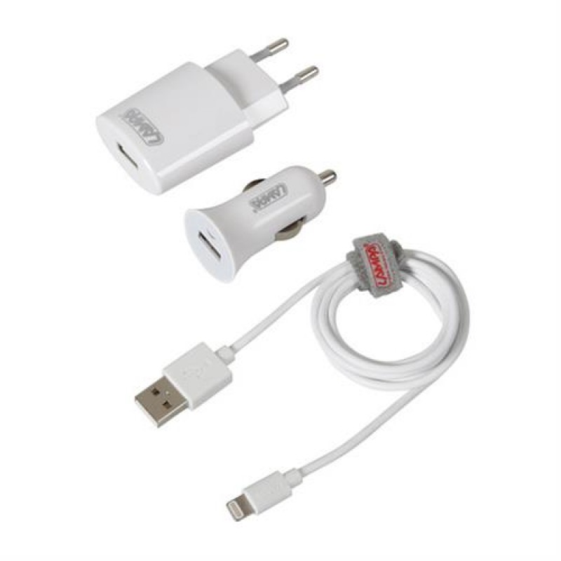 Καλώδιο Φορτισης / Συγχρονισμού USB για Apple 100cm 8pin με αντάπτορα USB αναπτήρα 12V/24V και αντάπτορα 220V