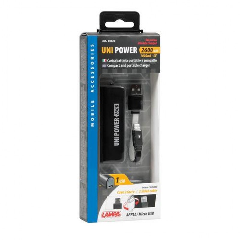 POWER PACK 2600mAh 1000mA ΜΕ ΚΑΛΩΔΙΟ ΓΙΑ APPLE ΚΑΙ ANDROID