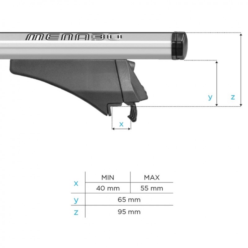 ΜΠΑΡΕΣ ΟΡΟΦΗΣ ΑΛΟΥΜΙΝΙΟΥ LEOPARD 135 cm MENABO (STANDARD - RAISED/FLUSH RAILS) - 2 ΤΕΜ.