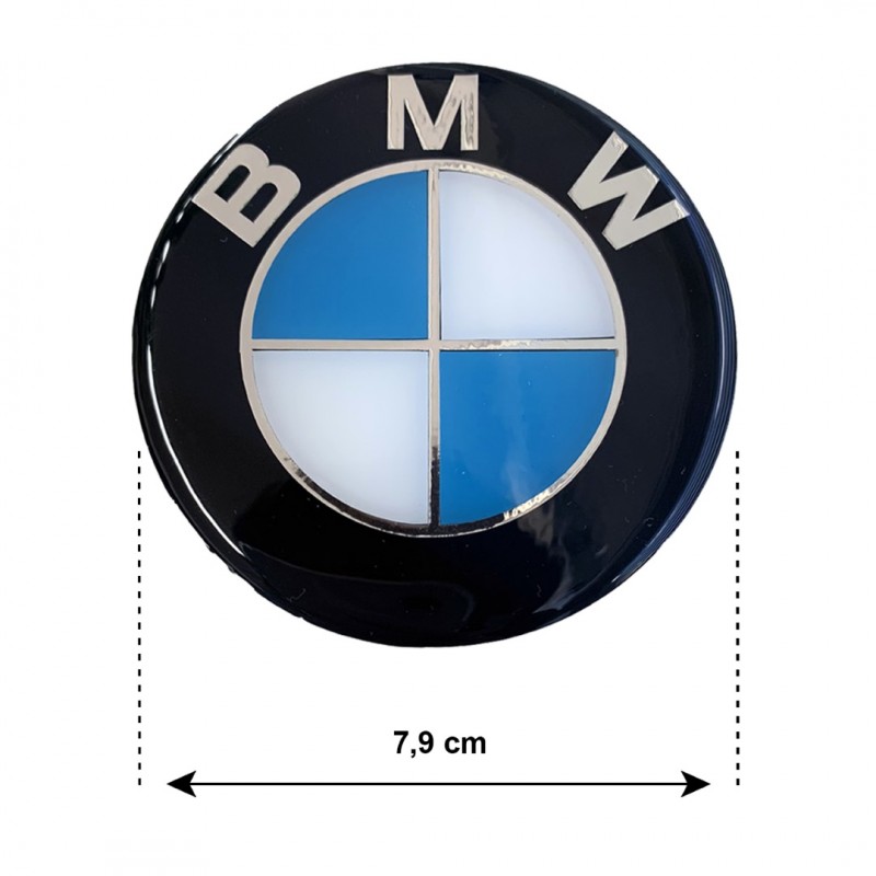 BMW ΑΥΤΟΚΟΛΛΗΤΟ ΣΗΜΑ ΚΑΠΩ 7,9 cm ΜΑΥΡΟ/ΓΑΛΑΖΙΟ/ΧΡΩΜΙΟ ΜΕ ΕΠΙΚΑΛΥΨΗ ΣΜΑΛΤΟΥ  - 1 ΤΕΜ.