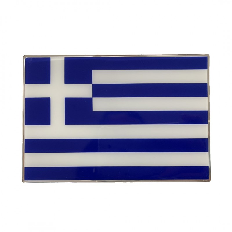 GREECE ΑΥΤΟΚΟΛΛΗΤΗ ΕΛΛΗΝΙΚΗ ΣΗΜΑΙΑ 13,8 X 9,4 cm ΜΠΛΕ/ΛΕΥΚΟ/ΧΡΩΜΙΟ ΜΕ ΕΠΙΚΑΛΥΨΗ ΕΠΟΞΕΙΔΙΚΗΣ ΡΥΤΙΝΗΣ (ΥΓΡΟ ΓΥΑΛΙ) - 1 ΤΕΜ.