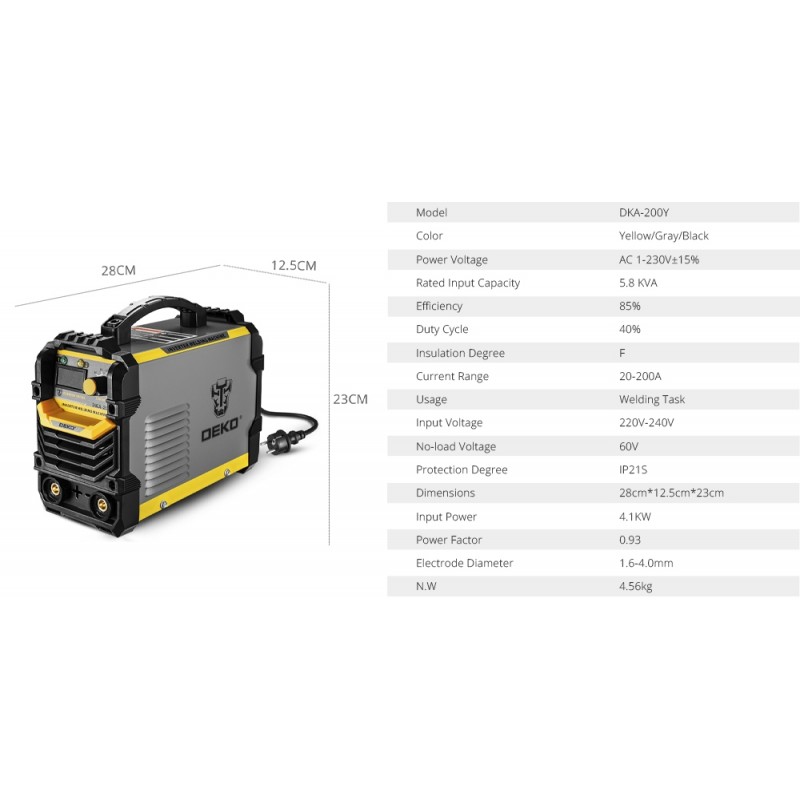 Ηλεκτροκόλληση INVERTER 200A DEKO DKA-200Y