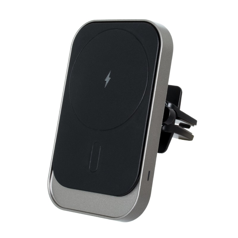 GloboStar® 79695 Μαγνητική Βάση Κινητού Αυτοκινήτου Max 15W USB σε USB Type-C με Κλιπ στον Αεραγωγό - Ασύρματη Φόρτιση MagSafe QuickCharge 3.0