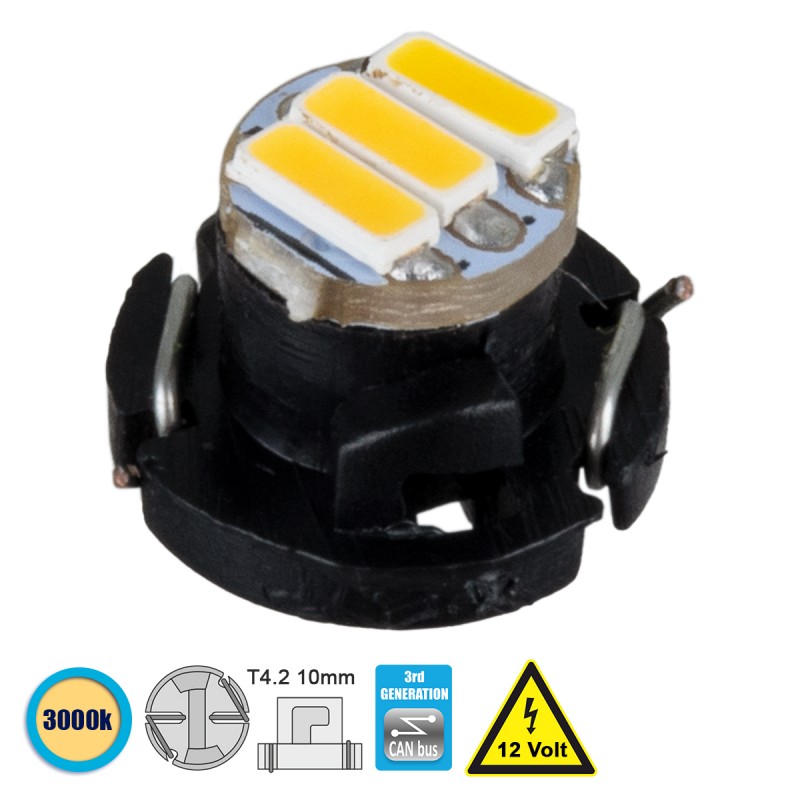 GloboStar® 81009 Λάμπα T4.2 LED 3 SMD 4014 0.6W 120lm 120° DC 12V IP20 Θερμό Λευκό 3000K