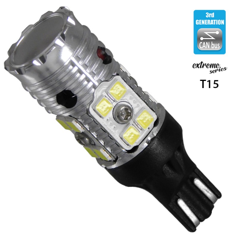 Λαμπτήρας LED T10 T15 W16W Extreme Series Can-Bus 3ης Γενιάς 13w 12v Ψυχρό Λευκό 6000k GloboStar 81131