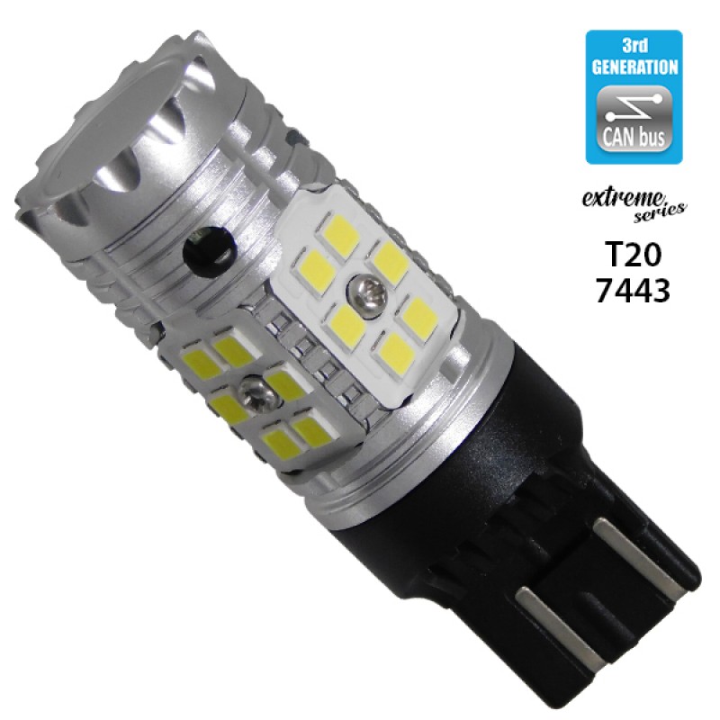 Λαμπτήρας LED Extreme Series Can-Bus 3ης Γενιάς με βάση T20 7443 24W 12v Ψυχρό Λευκό 6000k GloboStar 81151