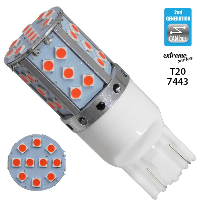 Λαμπτήρας LED Extreme Series Can-Bus 2ης Γενιάς με βάση 1157 15W 12v Κόκκινος για Πορείας Στοπ GloboStar 81156