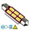 GloboStar® 81316 Λάμπα Αυτοκίνητου 39mm FESTOON - C5W 2nd Generation Can-Bus Series LED 6 SMD 5630 4W 600lm 120° DC 12V IP20 Ψυχρό Λευκό 6000K