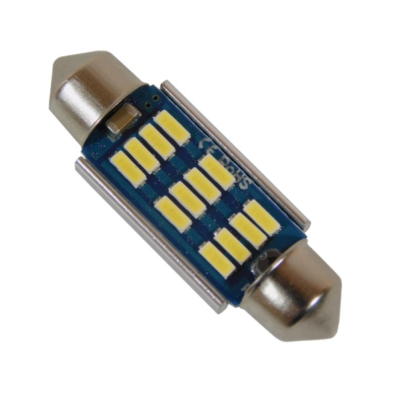 Σωληνωτός LED 39mm Can Bus με 12 SMD 4014 Samsung Chip 12 Volt Ψυχρό Λευκό GloboStar 81330