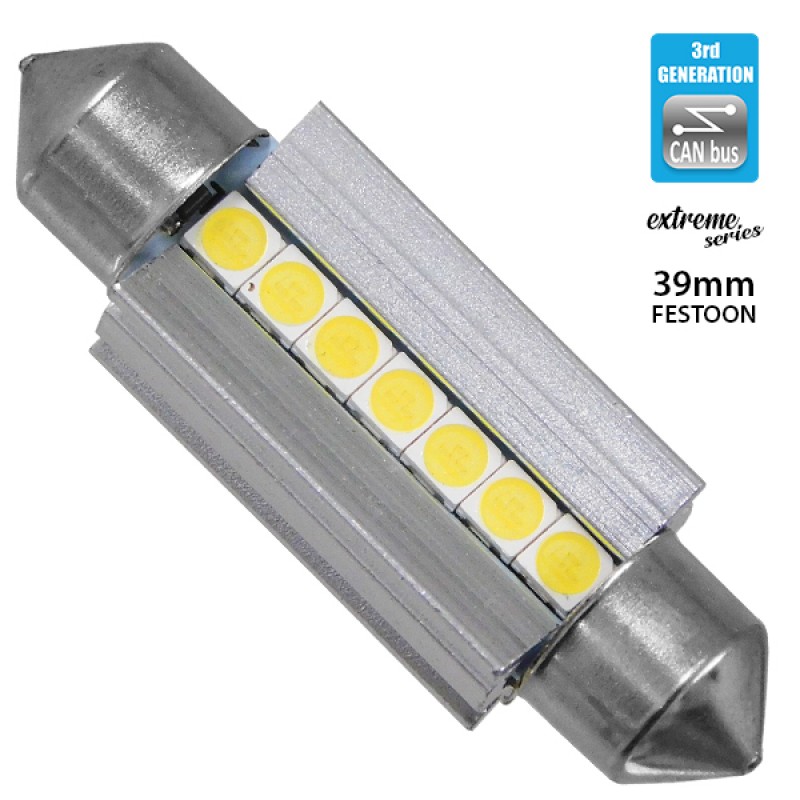 Σωληνωτός LED Extreme Series Can-Bus 3ης Γενιάς 39mm 3.8w 12V Ψυχρό Λευκό 6000k GloboStar 81339