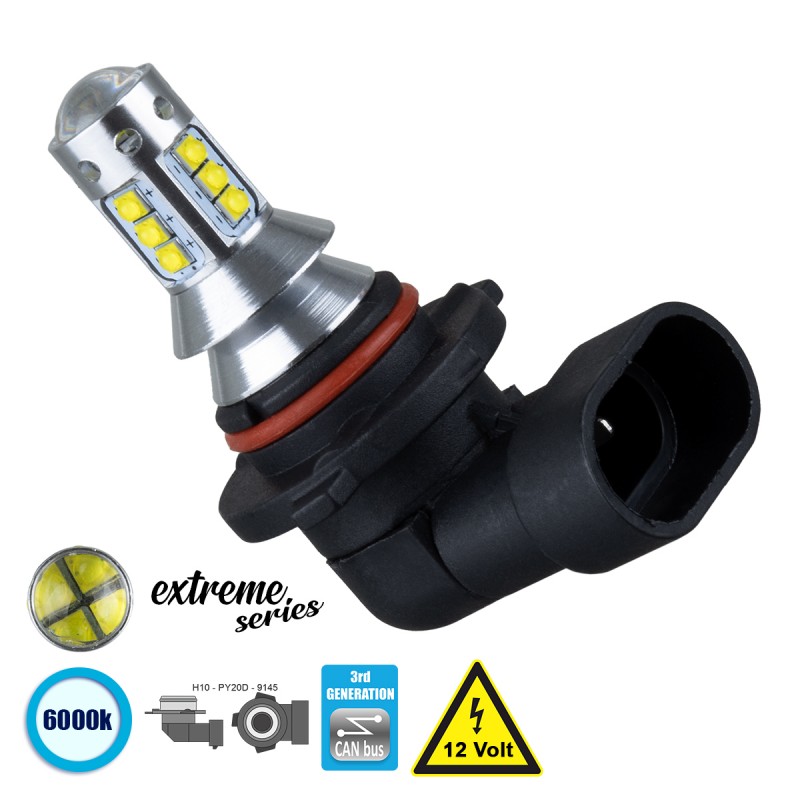 GloboStar® 81439 Λάμπα Αυτοκίνητου H10 3rd Generation Can-Bus Extreme Series LED 16 CREE XBD 15W 2115lm 360° DC 12V IP20 Ψυχρό Λευκό 6000K