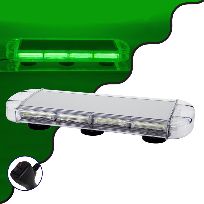 GloboStar® 85181 PRO Series Φάρος Σήμανσης Οχήματος Security - Ασφαλείας για Αυτοκίνητα & Φορτηγά 6 Προγραμμάτων Φωτισμού STROBE LED COB 100W DC 10-30V Αδιάβροχος IP66 Πράσινο